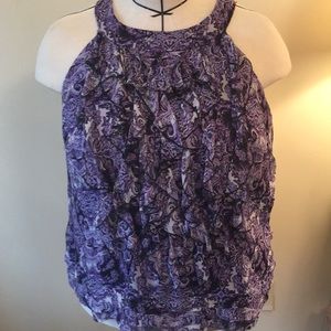 EVI woman purple ruffle top.